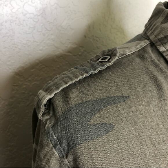 Rails army green gray camo linen blend button shirt dress size Small - Picture 7 of 16
